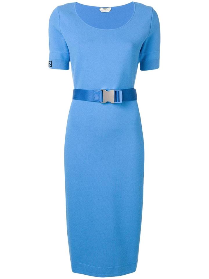 Fendi Belted Pencil Dress - Blue