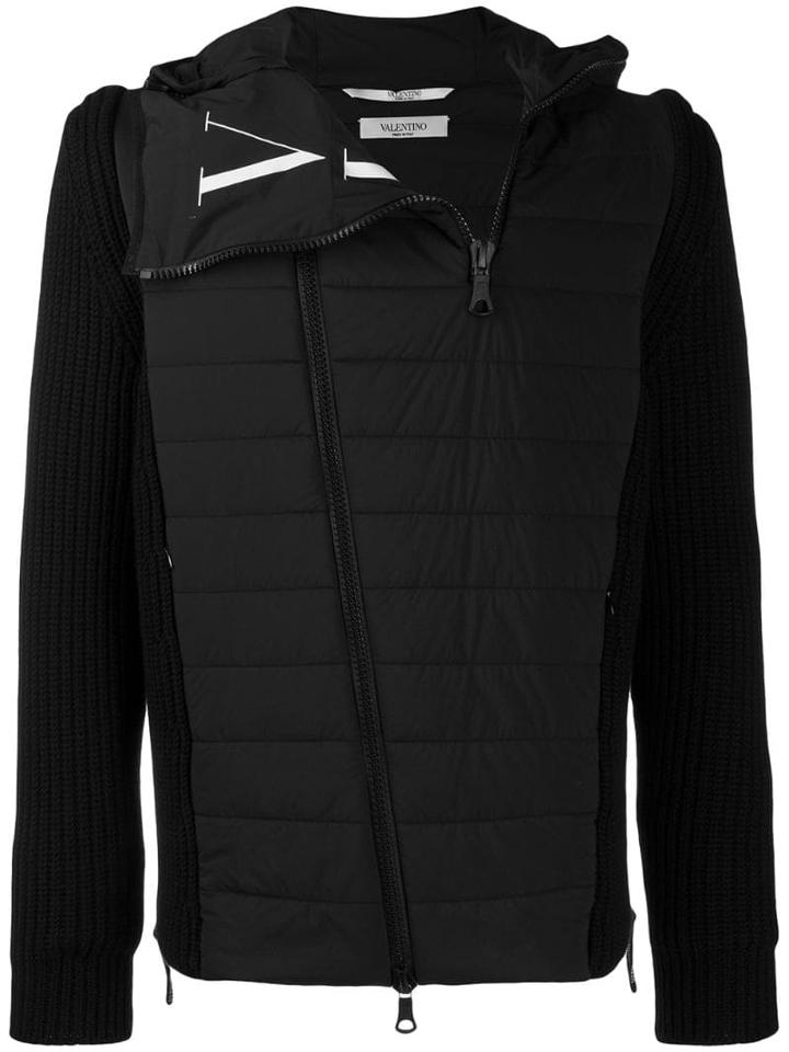 Valentino Vltn Logo Wool Padded Jacket - Black