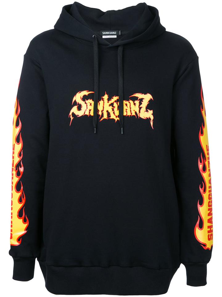 Sankuanz - Printed Hooded Sweatshirt - Men - Cotton - Xs, Black, Cotton