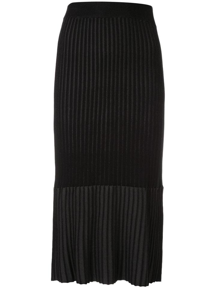 Le Ciel Bleu Pleated Midi Pencil Skirt - Black