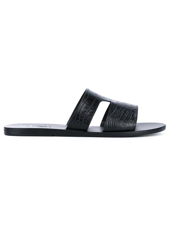 Ancient Greek Sandals Textured Leather Slides