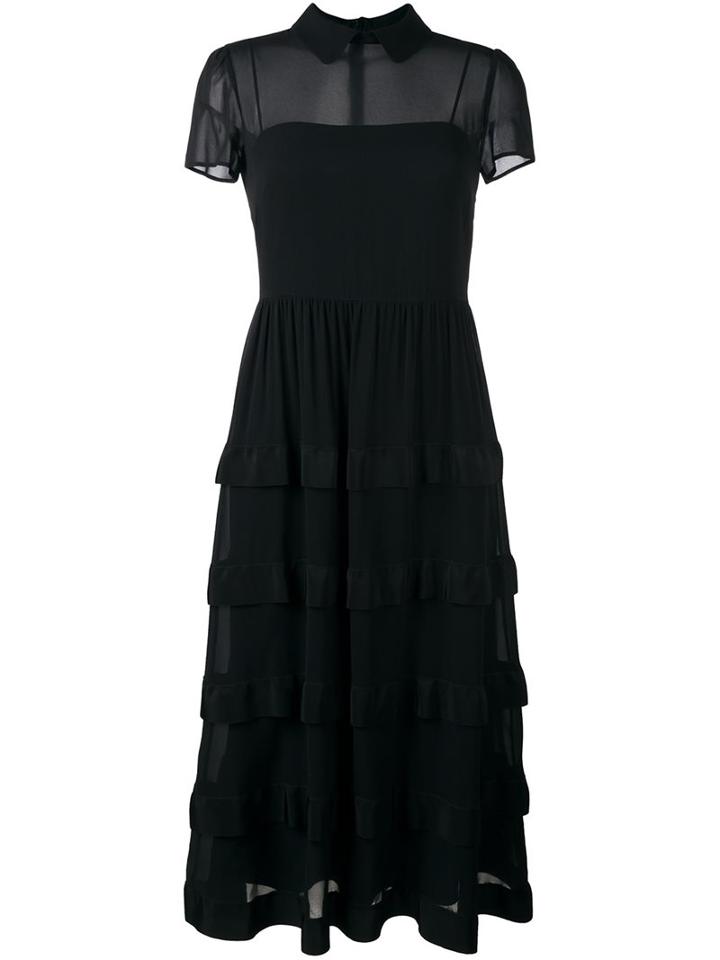 Red Valentino Semi Sheer Layered Dress, Women's, Size: 40, Black, Silk/spandex/elastane/polyester/viscose