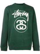 Stussy Logo Print Sweatshirt, Men's, Size: Large, Green, Cotton/polyester
