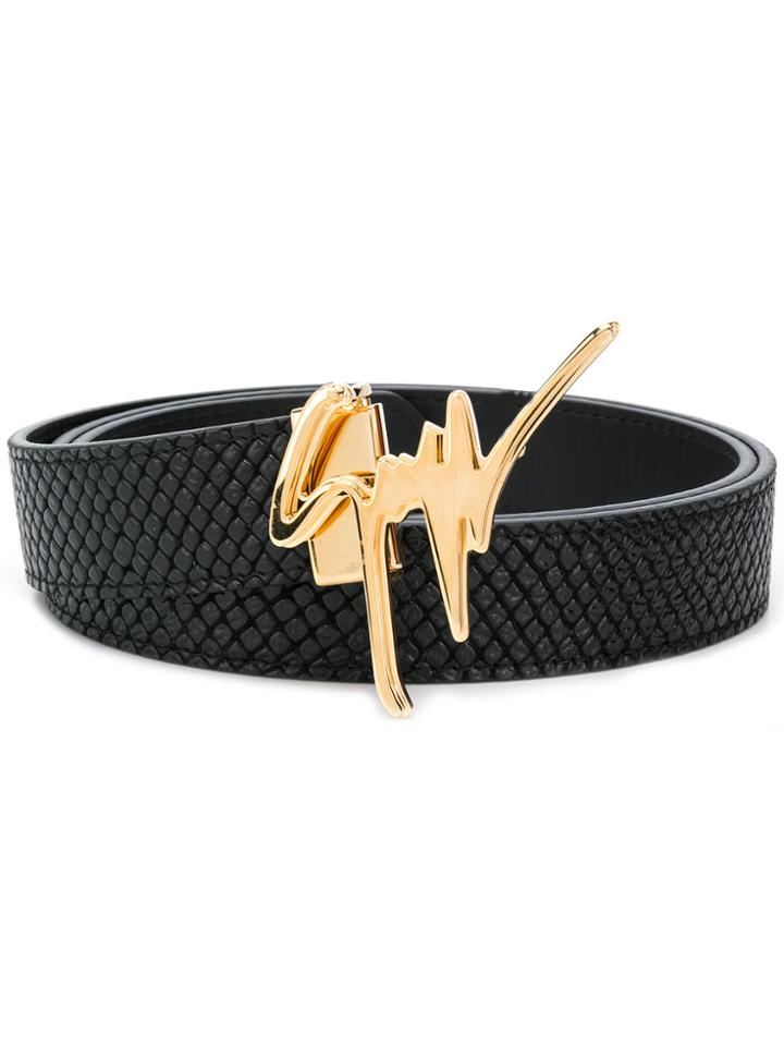 Giuseppe Zanotti Design Logo Embellisged Belt - Black