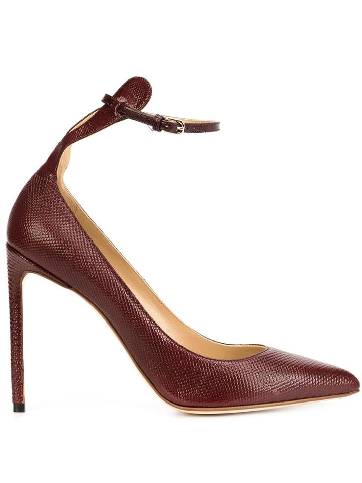 Francesco Russo Ankle Strap Pointy Pumps - Red