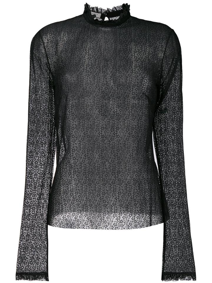 Philosophy Di Lorenzo Serafini Floral Lace Sheer Blouse - Black