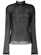 Philosophy Di Lorenzo Serafini Floral Lace Sheer Blouse - Black