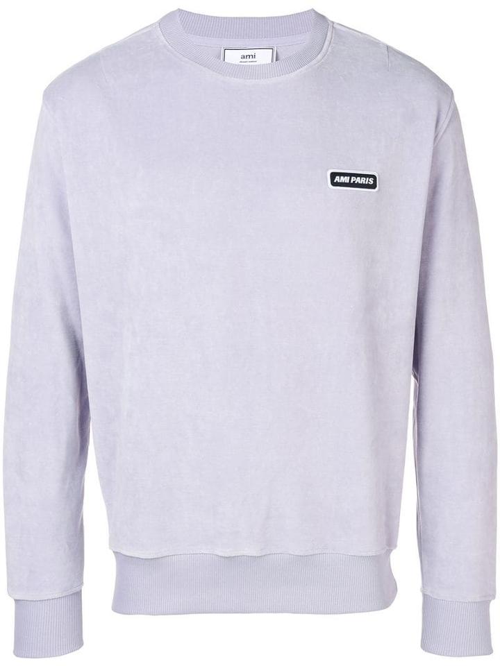 Ami Paris Velvet Ami Patch Sweatshirt - Purple