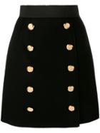 Dolce & Gabbana Buttoned A-line Skirt, Women's, Size: 46, Black, Virgin Wool