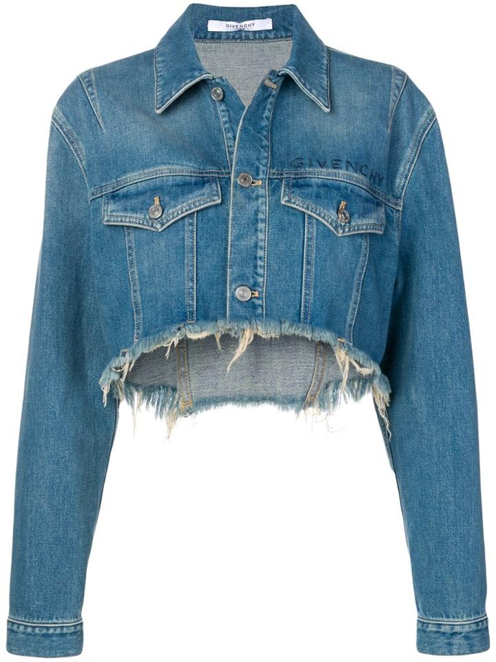 Givenchy Embroidered Short Denim Jacket - Blue