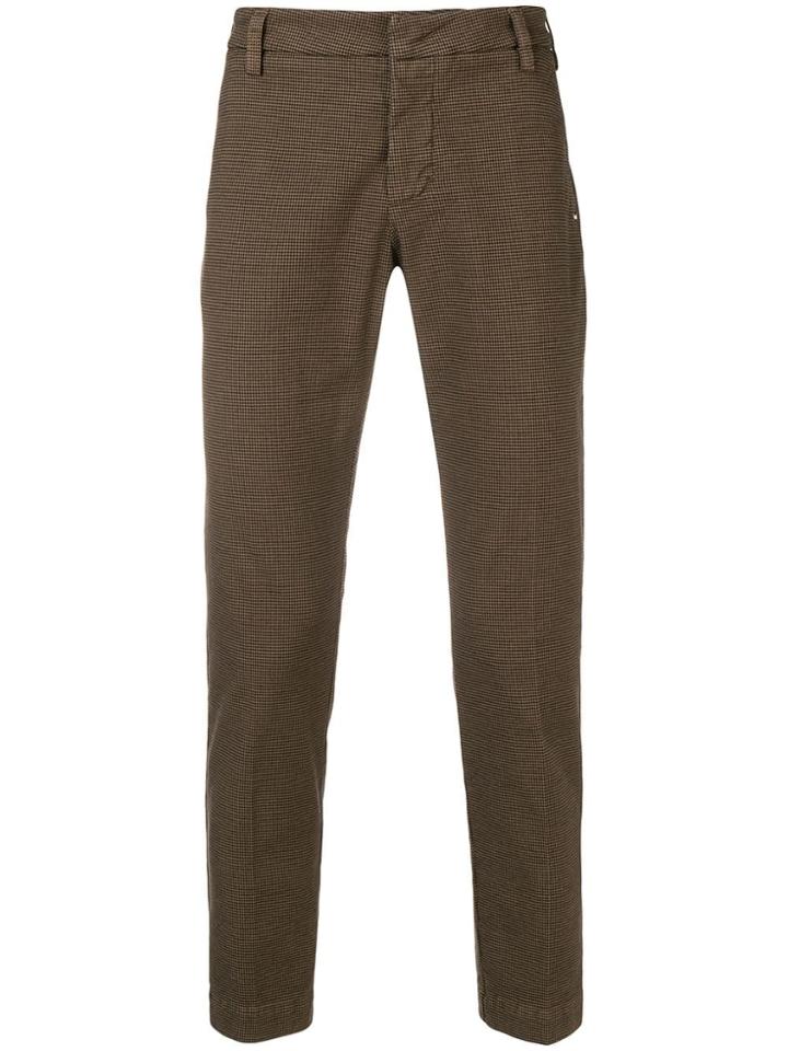 Entre Amis Micro Check Slim Fit Trousers - Black