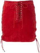 Unravel Project Side Lace Up Skirt - Red