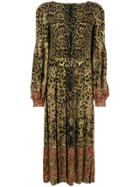 Etro Leopard Print Pleated Dress - Brown
