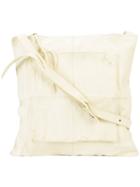 Ma+ Geometric Front Shoulder Bag, Adult Unisex, White, Pig Leather