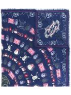 Alexander Mcqueen - Skull And Flag Print Scarf - Men - Silk/modal - One Size, Blue, Silk/modal