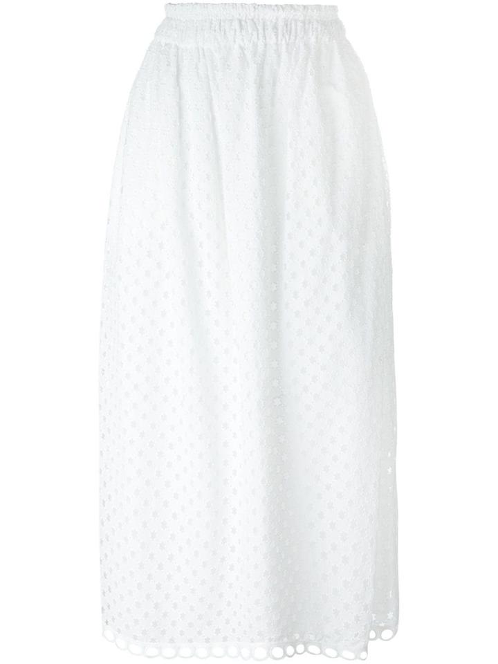 Carven Broderie Anglaise Midi Skirt - White