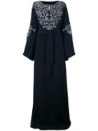Oscar De La Renta - Chest Embroidery Tunic Gown - Women - Silk - M, Blue, Silk