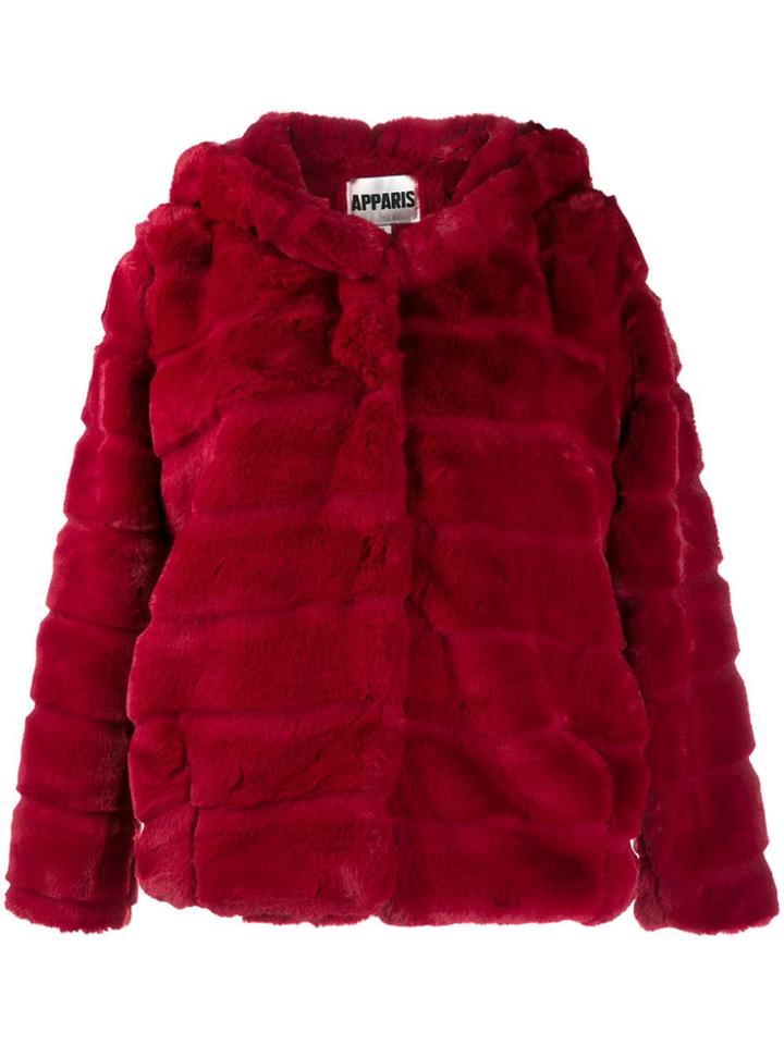 Apparis Hooded Faux-fur Jacket - Red