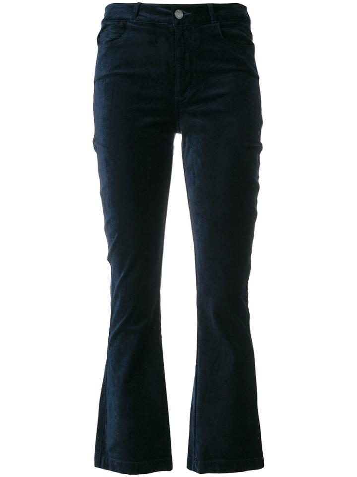 Paige Velvet Cropped Trousers - Blue