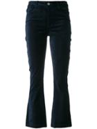 Paige Velvet Cropped Trousers - Blue