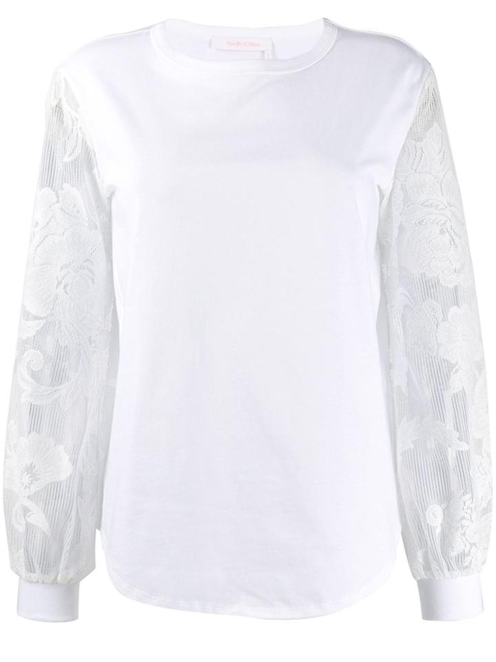 See By Chloé Embroidered-sleeves Top - White