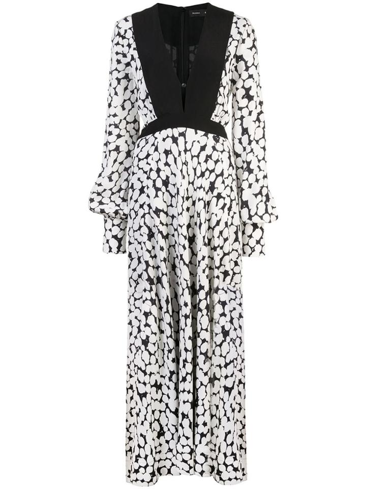 Proenza Schouler L/s Printed Tie Dress - White