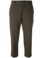 Maison Margiela Cropped Tailored Trousers, Women's, Size: 40, Green, Cotton/polyamide/spandex/elastane/virgin Wool