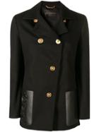 Versace Double Breasted Fitted Jacket - Black