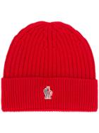 Moncler Grenoble Ribbed Knit Cap - Red