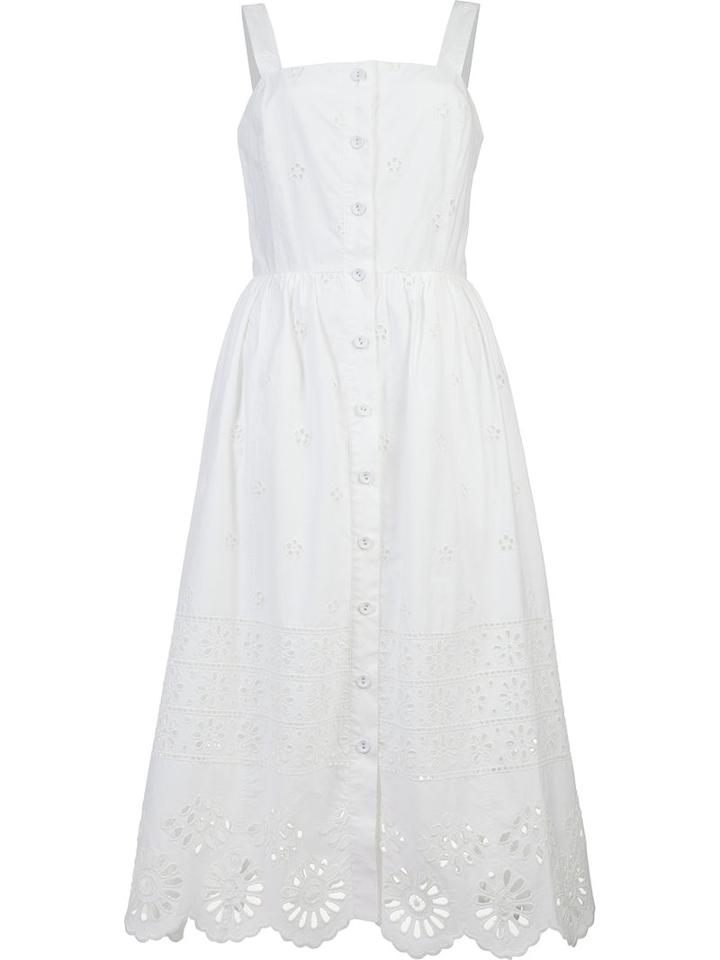 Sea Midi Eyelet Sundress, Women's, Size: 2, White, Cotton
