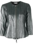 Desa 1972 - Collarless Leather Jacket - Women - Cotton/leather - 40, Grey, Cotton/leather