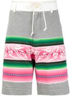 Sacai Striped Shorts, Men's, Size: 1, Grey, Cupro/cotton/polyester