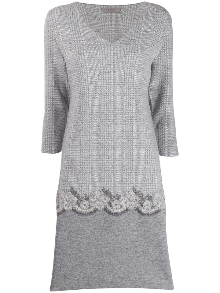 D.exterior Embroidered Shift Dress - Grey