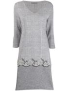 D.exterior Embroidered Shift Dress - Grey