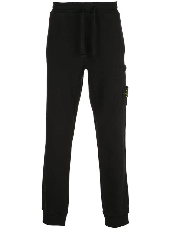 Stone Island Logo Insignia Track Pants - Black