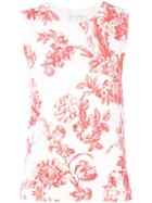 Oscar De La Renta Floral Print Knitted Top - White