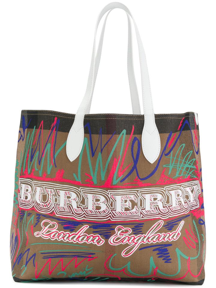 Burberry Reversible Doodle Print Tote - Brown