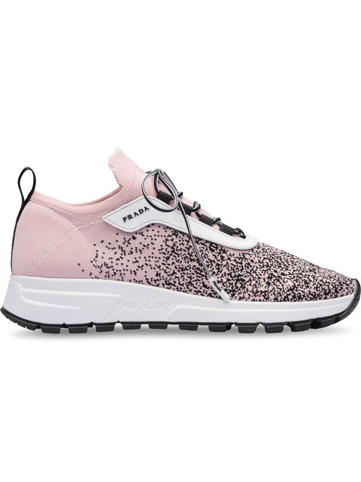 Prada Sock Lace-up Sneakers - White