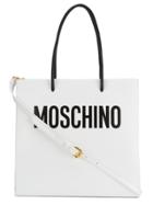 Moschino White Logo Print Tote Bag