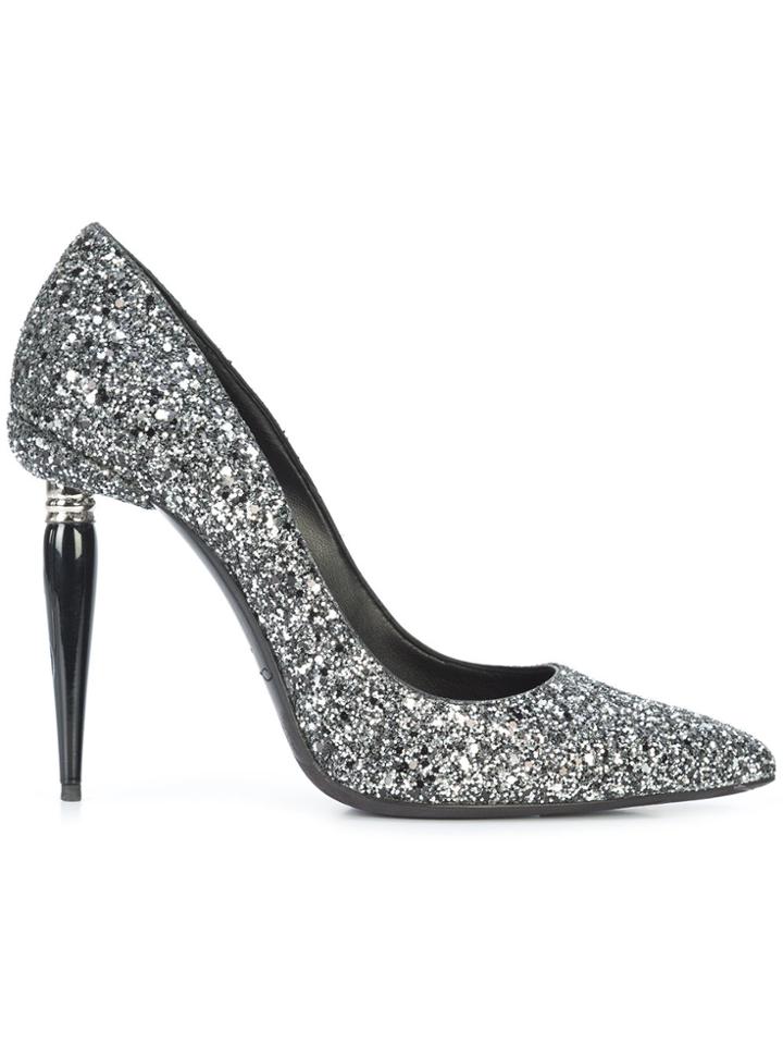 Oscar De La Renta Glitter Mariacarla Pointed Pumps - Metallic