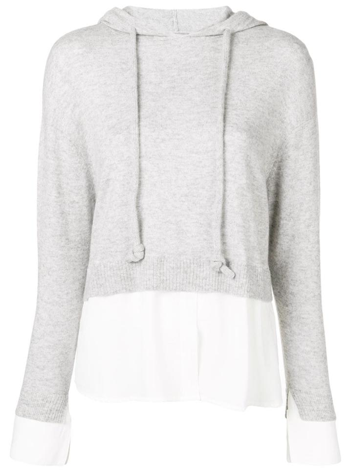 Max & Moi Hood Shirt Layered Sweater - Grey