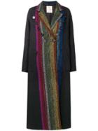 Marco De Vincenzo Long Striped Coat - Black