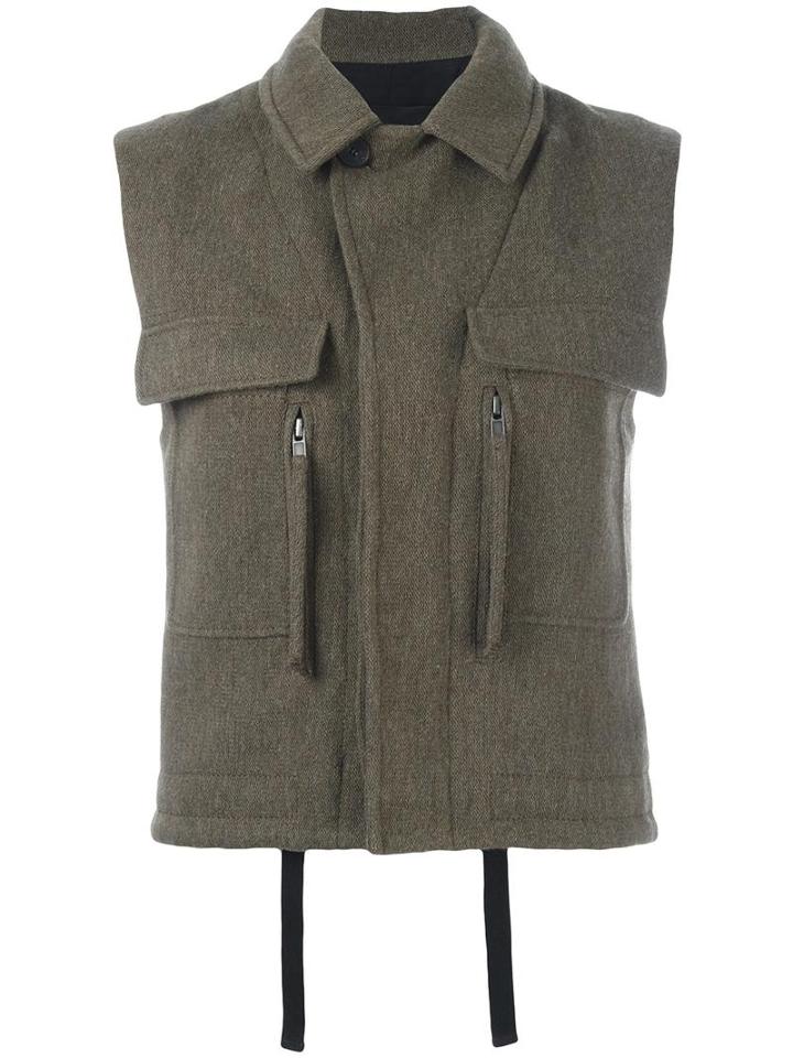 Haider Ackermann Patch Pocket Waistcoat, Women's, Size: Medium, Green, Wool/linen/flax/nylon