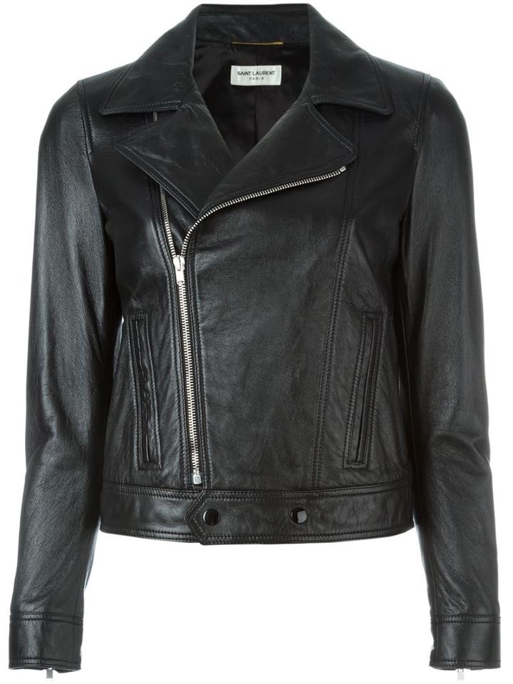 Saint Laurent Classic Biker Jacket, Women's, Size: 38, Black, Lamb Skin/cupro/cotton