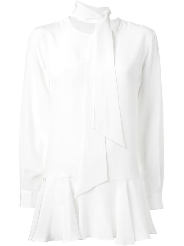 Dresscamp Neck Tie Peplum Blouse, Women's, Size: 38, White, Silk