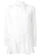 Dresscamp Neck Tie Peplum Blouse, Women's, Size: 38, White, Silk