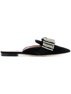 Alberta Ferretti Sequinned Bow Detail Slippers - Black