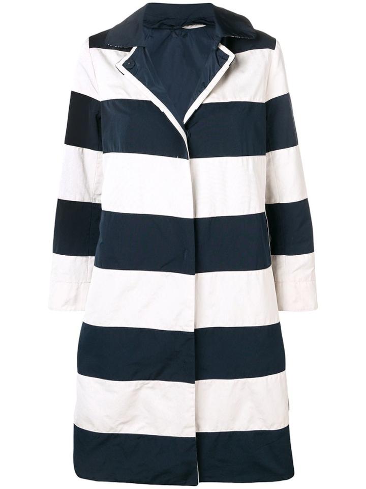 Max Mara Striped Single-breasted Coat - Blue