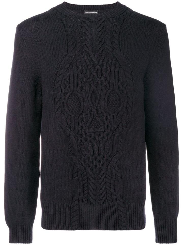 Alexander Mcqueen Skull Embroidered Sweater - Blue