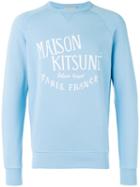 Maison Kitsuné Logo Print Sweatshirt, Men's, Size: Large, Blue, Cotton